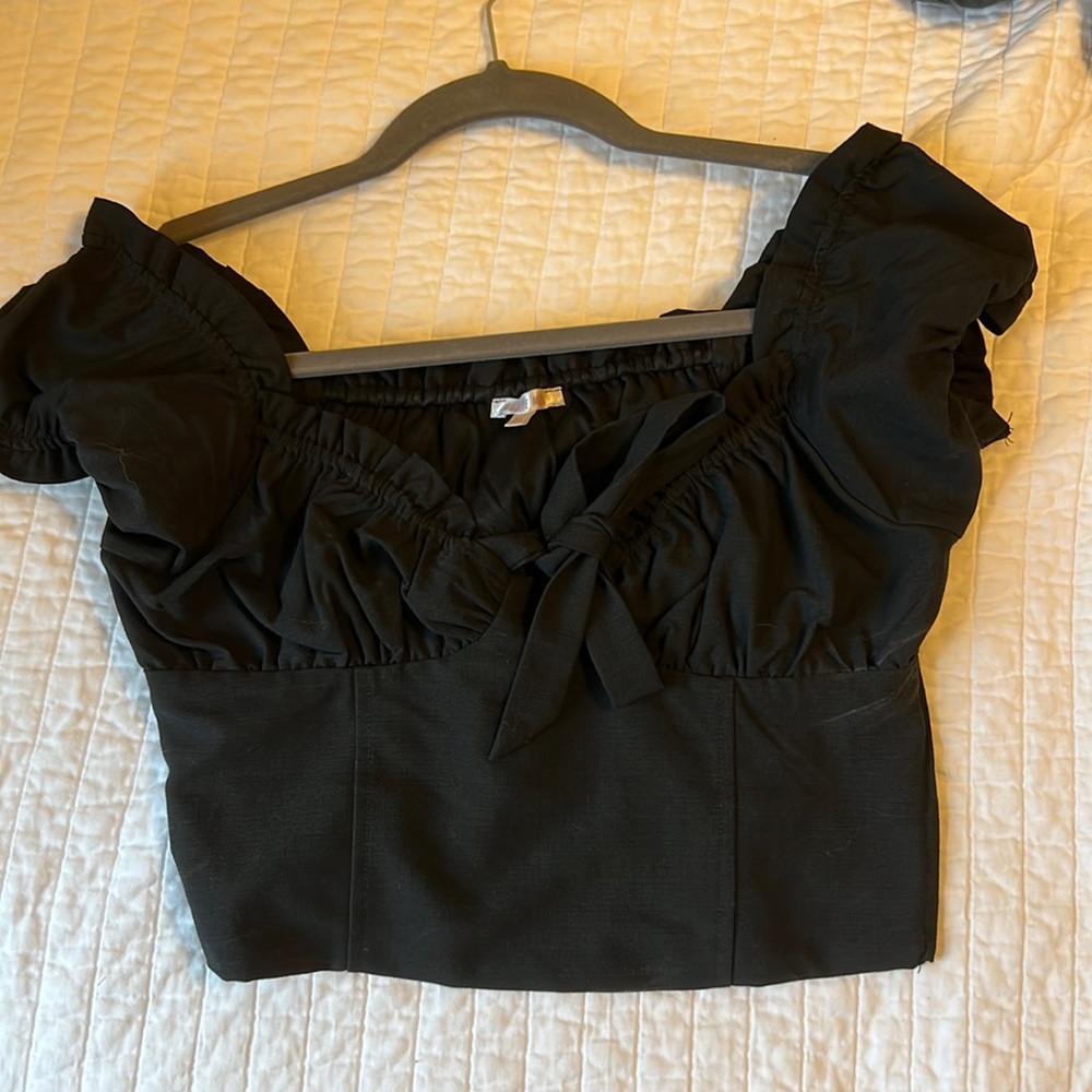 Pacsun black crop “milkmaid” top